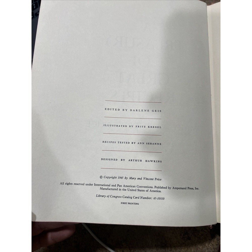 A Treasury of Great Recipes by Mary and Vincent Price 1965 First Printing - Picture 4 of 4
